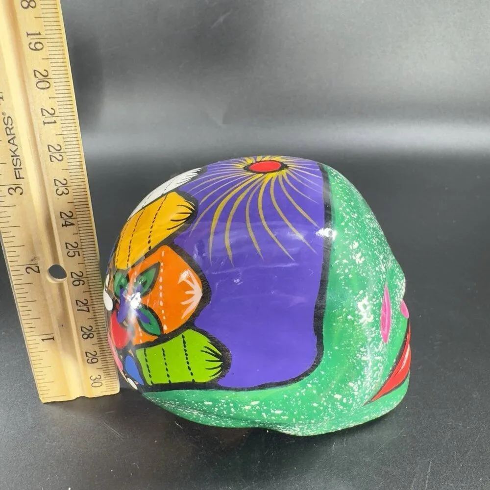 Mexican Pottery Day Of The Day‎ Skull Figurine Decor Hand Painted RedWare Figure